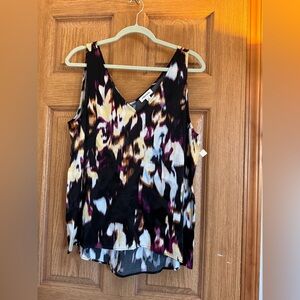 Nordstrom Black and Yellow Abstract V-Neck Sleeveless Camisole